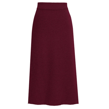 Skirt women's slimming mid-length plus size woolen skirt split hip skirt one-step skirt high waist long skirt 75cm