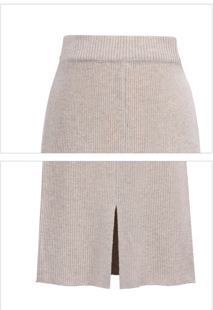 Skirt women's slimming mid-length plus size woolen skirt split hip skirt one-step skirt high waist long skirt 75cm