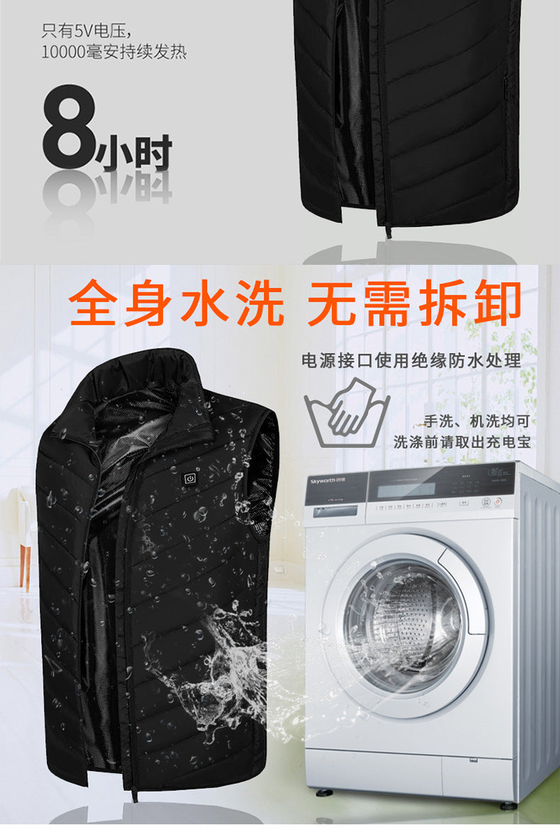 Hot in Stock, Multi-Zone Heating Vest, Men's Winter Heated Cotton Coat, Intelligent Constant Temperature Safety Electric Heating Suit Vest Wholesale