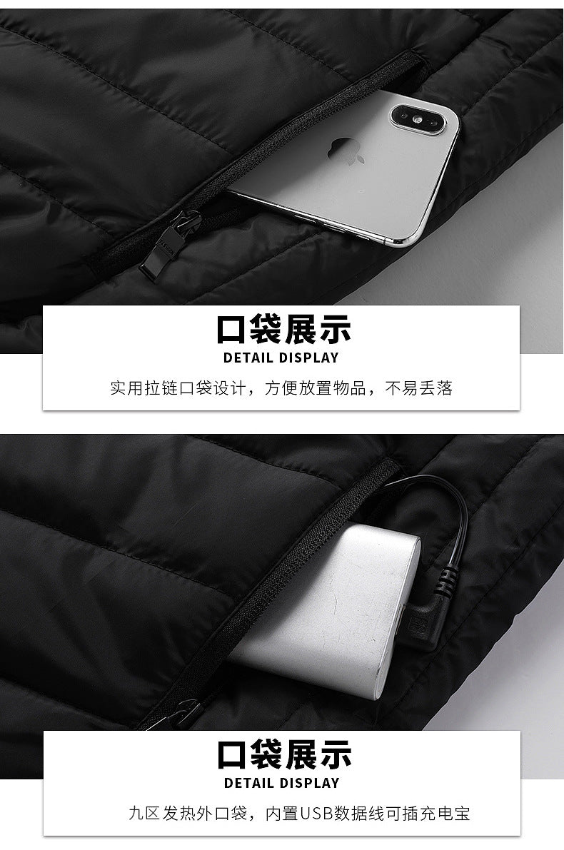 Hot in Stock, Multi-Zone Heating Vest, Men's Winter Heated Cotton Coat, Intelligent Constant Temperature Safety Electric Heating Suit Vest Wholesale