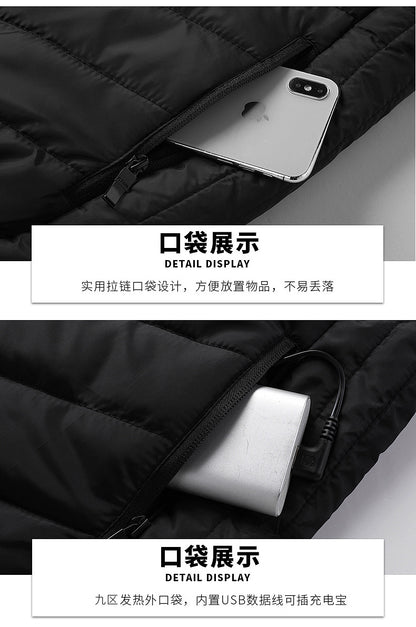Hot in Stock, Multi-Zone Heating Vest, Men's Winter Heated Cotton Coat, Intelligent Constant Temperature Safety Electric Heating Suit Vest Wholesale