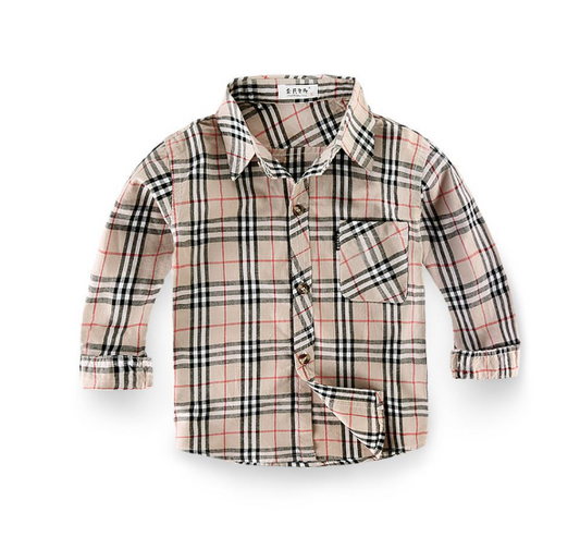 Plaid Shirt for Kids - Long Sleeve Spring Wear