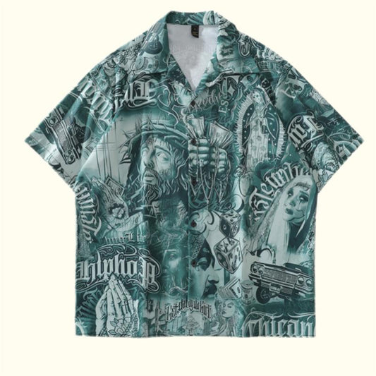 Retro Casual Polyester Shirt for Men - Everyday Wear