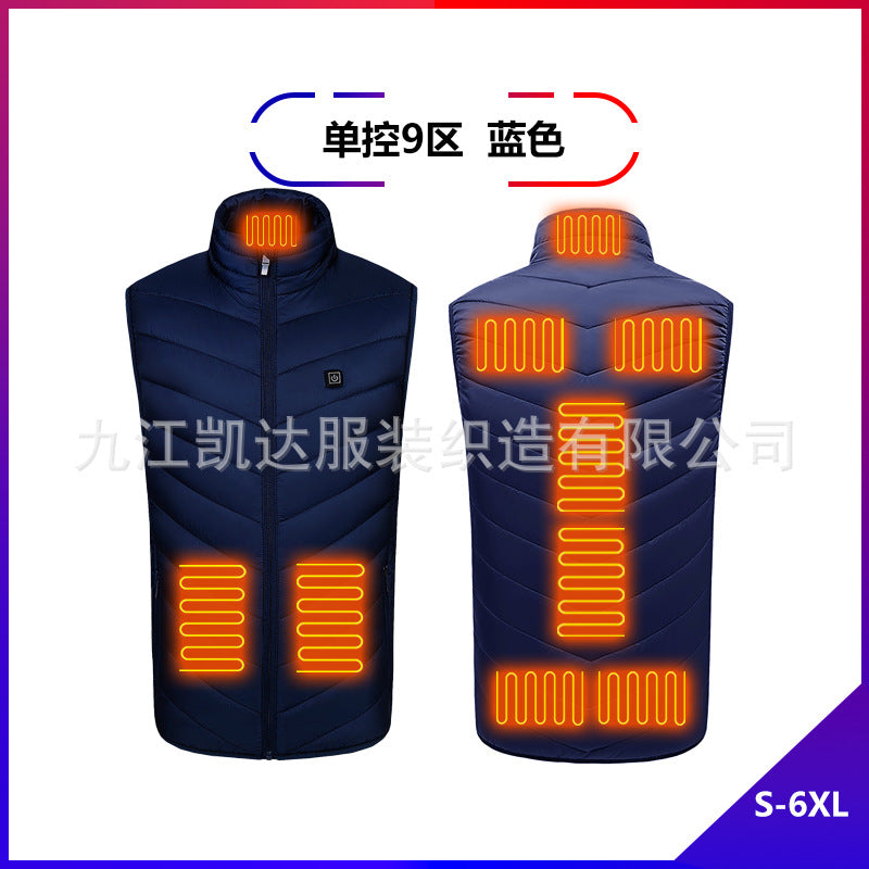 Hot in Stock, Multi-Zone Heating Vest, Men's Winter Heated Cotton Coat, Intelligent Constant Temperature Safety Electric Heating Suit Vest Wholesale