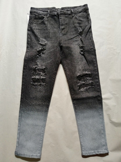 New Trendy Aliexpress European and American Slim-Fit Men's Jeans with Holes, Export Quality Slim-Fit Jeans for Wish Cross-Border Sales