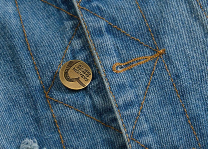 Men's Ripped Denim Vest Spring Summer Autumn Korean Men's Foreign Trade Waistcoat Slim-fit Vest Top