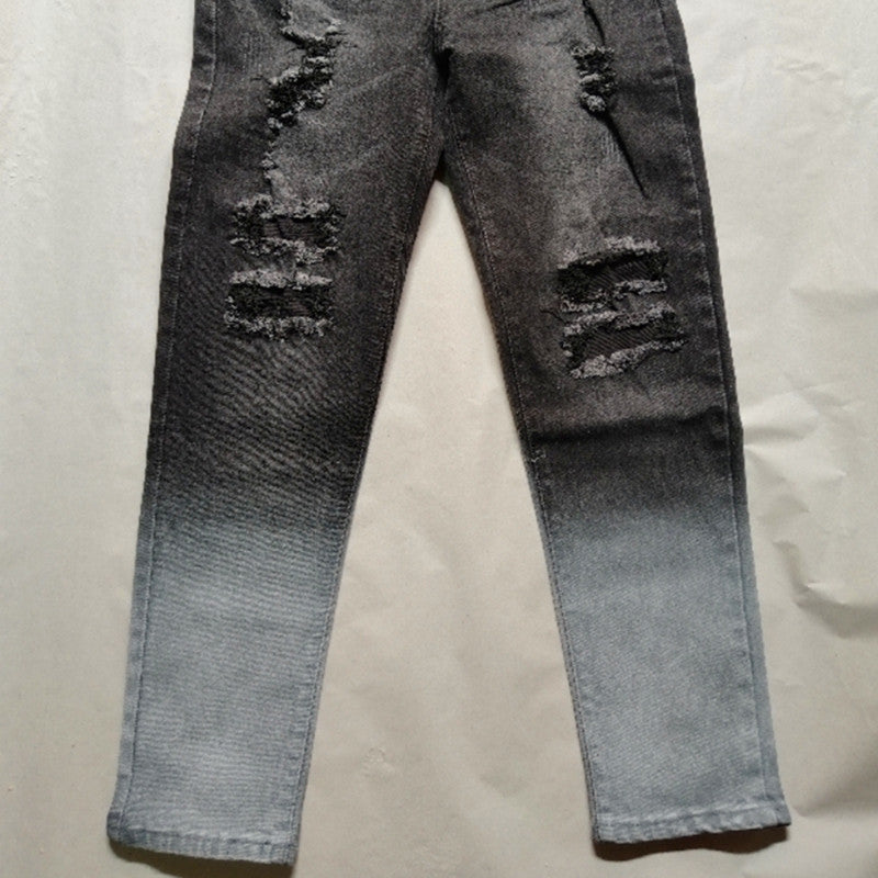 New Trendy Aliexpress European and American Slim-Fit Men's Jeans with Holes, Export Quality Slim-Fit Jeans for Wish Cross-Border Sales