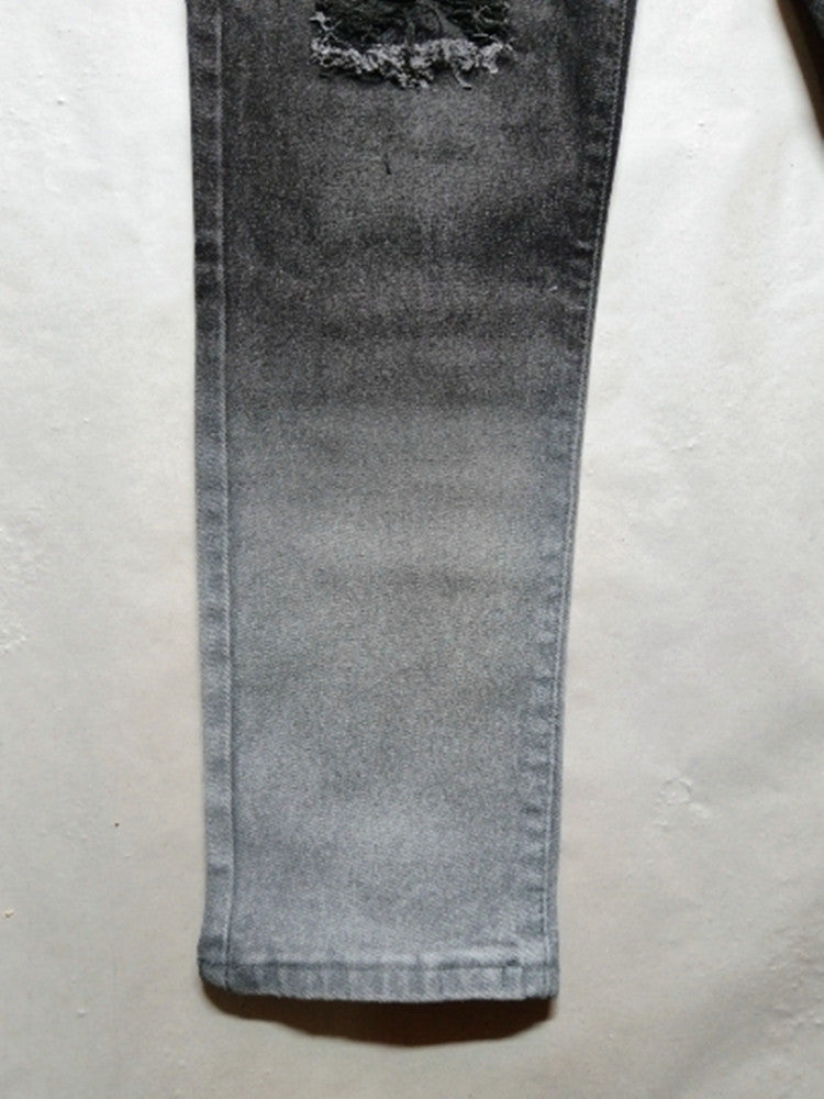 New Trendy Aliexpress European and American Slim-Fit Men's Jeans with Holes, Export Quality Slim-Fit Jeans for Wish Cross-Border Sales