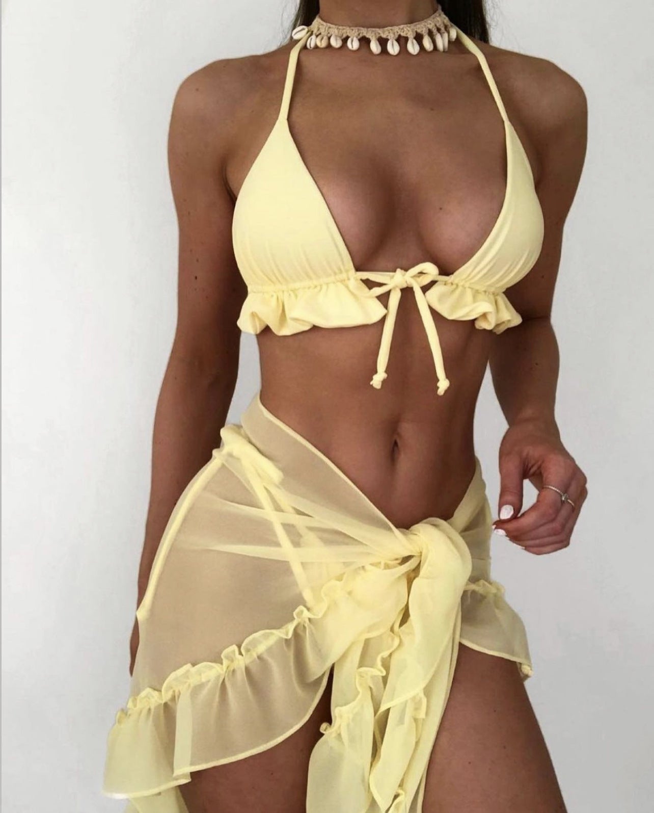 2025 European and American New Mesh Skirt Pleated Swimsuit Bikini Bikini Cross-Border Aliexpress