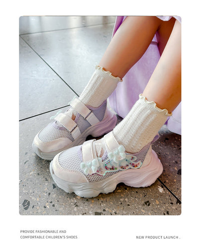 Girls' Shoes 2026 Summer New Style Children's Sports Sandals for Older Kids Breathable Mesh Beach Shoes Hollow Casual Shoes