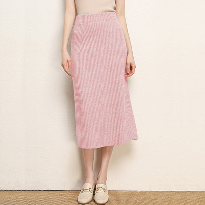Skirt women's slimming mid-length plus size woolen skirt split hip skirt one-step skirt high waist long skirt 75cm
