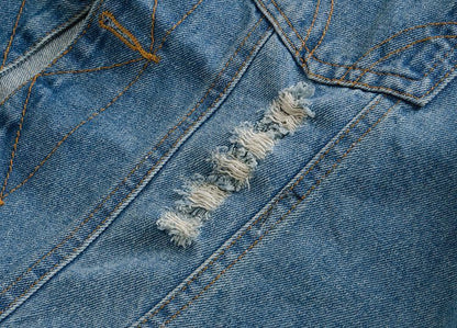 Men's Ripped Denim Vest Spring Summer Autumn Korean Men's Foreign Trade Waistcoat Slim-fit Vest Top