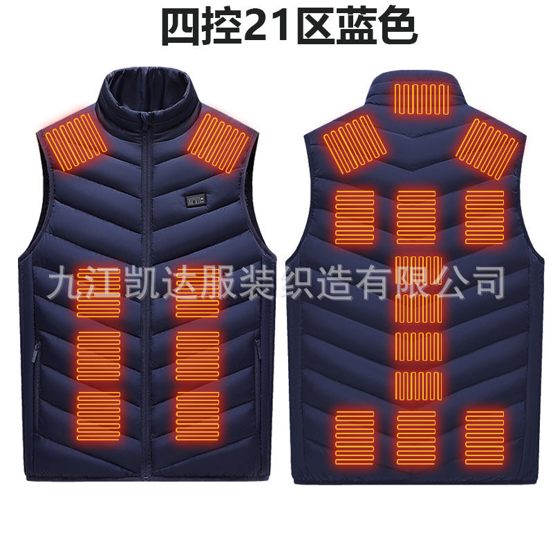 Hot in Stock, Multi-Zone Heating Vest, Men's Winter Heated Cotton Coat, Intelligent Constant Temperature Safety Electric Heating Suit Vest Wholesale