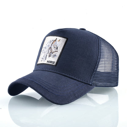 Summer sun hat retro cotton sun hat embroidered animal baseball cap net cap cap trucker cap