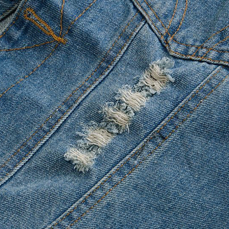 Men's Ripped Denim Vest Spring Summer Autumn Korean Men's Foreign Trade Waistcoat Slim-fit Vest Top