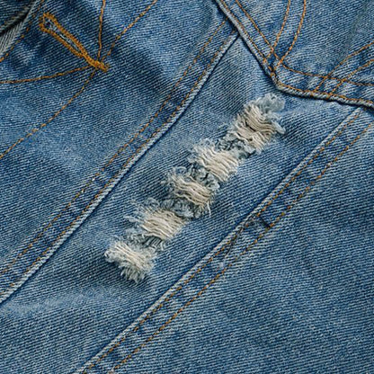 Men's Ripped Denim Vest Spring Summer Autumn Korean Men's Foreign Trade Waistcoat Slim-fit Vest Top