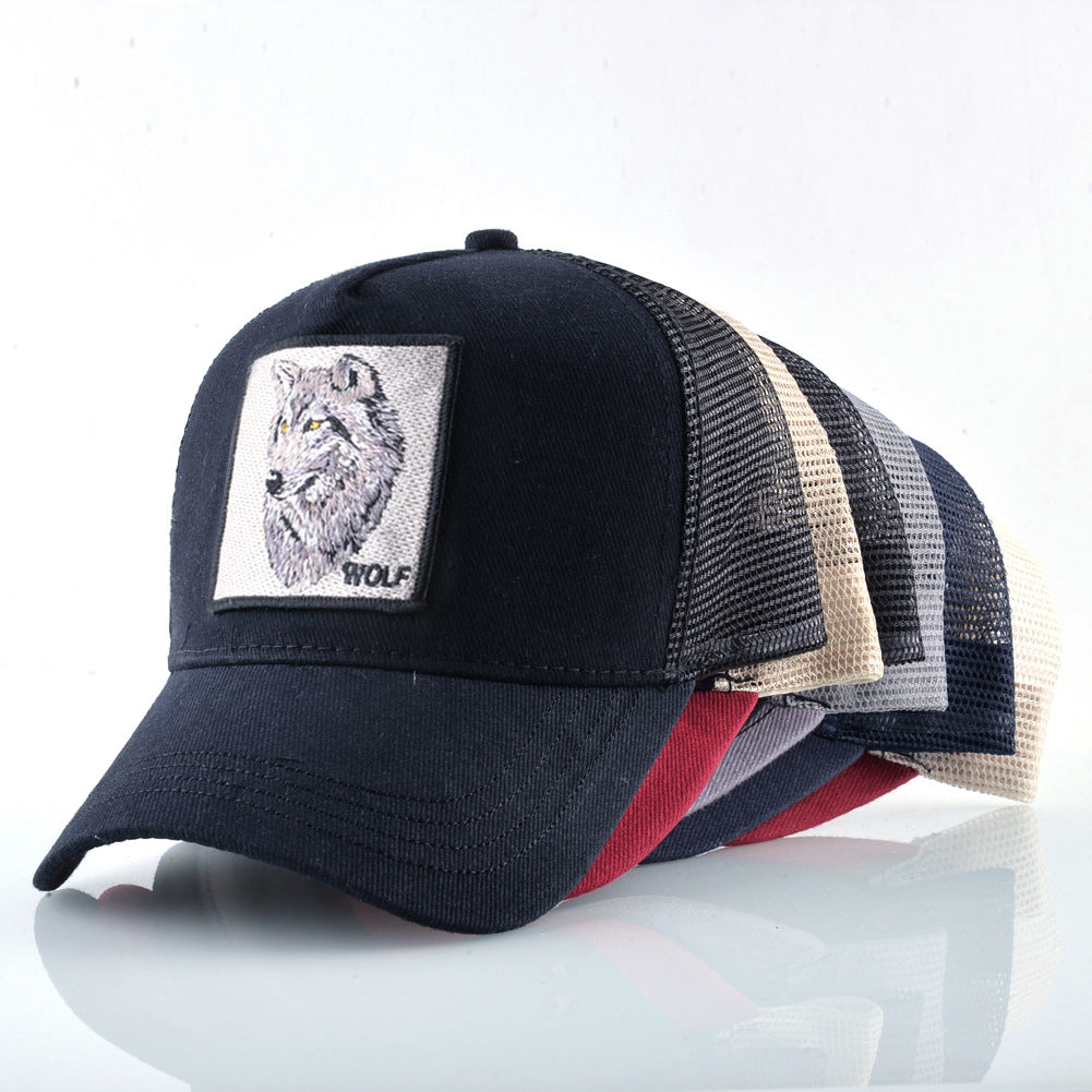 Summer sun hat retro cotton sun hat embroidered animal baseball cap net cap cap trucker cap
