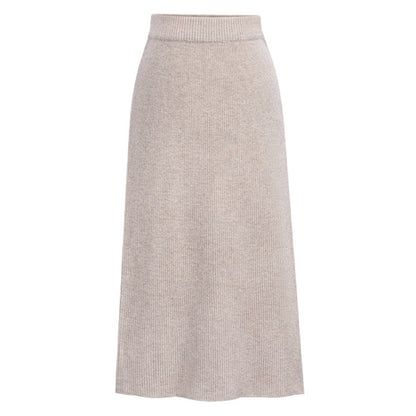 Skirt women's slimming mid-length plus size woolen skirt split hip skirt one-step skirt high waist long skirt 75cm