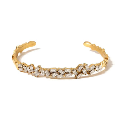 Beads Punk Gold Plated Thick Textured Open Bracelet Bangle for Women Men Trendy Stainless Steel Metal Bracelets